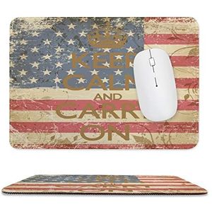 Keep Calm And Carry on Amerikaanse vlag muismat antislip muismat rubberen basis muismat voor kantoor laptop thuis 7,9 x 9,4 inch