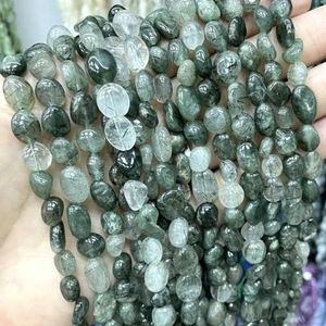 5-10mm onregelmatige natuursteen jade agaat citrien Amazoniet kwarts kralen voor sieraden maken DIY armband oorstekers-groen rutiel-5-8mm