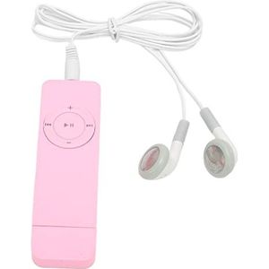 64G USB MP3-speler, Draagbare Muziekspeler met Koptelefoon HD-luidspreker HiFi-muziekspeler Boekenspeler voor Entertainment Leren Gym Fitness, Oplaadbare Lithiumbatterij (Roze)