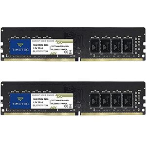 Timetec 32GB KIT (2x16GB) DDR4 2400MHz PC4-19200 Non-ECC Unbuffered 1.2V CL17 2Rx8 Dubbele Rang 288 Pin UDIMM Desktop PC Computergeheugen RAM Module Upgrade (32GB KIT (2x16GB))