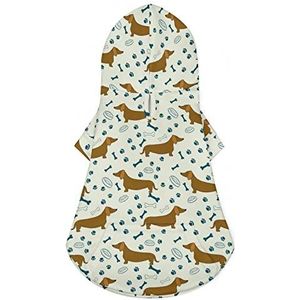 Teckels prints hond hoodie huisdier sweatshirts met hoed puppy capuchon kleding outfits voor kleine honden en katten