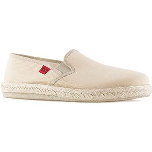 Andrés Machado - mocassins dames/mocassins heren - AM500 - voor de zomer - slippers - in linnen met rubberen antislip zool – Textiel Beige, EU 47
