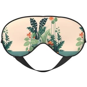 Cartoon Kleine Groene Plant Unisex Elastische Verstelbare Gesp Ontwerp Verduisterende Slaap Oogmasker voor Thuis Reizen Yoga Kantoor Nap
