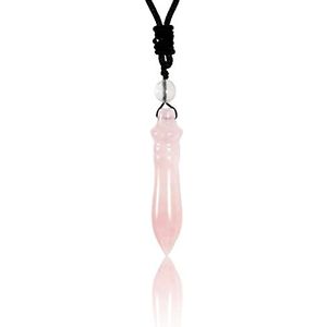 Soulnioi Genezing Crystal 1Pcs Natuurlijke Rozenkwarts Kristal Farao Scepter Hanger Kettingen Met Zwarte Touw