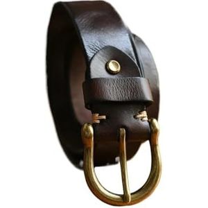 UBOHUZ 1Pcs Handgemaakte Klassieke Retro Stijl Pure Koper Hoefijzer Gesp Geen Tussenlaag Mannen Riem Lederen Jeans Man Voor Mannen, Koffie, 125