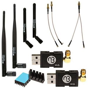 NooElec Dual-Band NESDR Nano 3 Premium ADS-B (978MHz UAT & 1090MHz 1090ES) Bundel voor Stratux, Avare, Foreflight, FlightAware en andere toepassingen. Inclusief 2 SDR's, 4 Antennes, 5 Adapters.