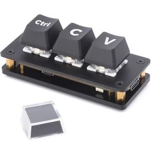 RP2040 3-toetsen ontwikkelingsbord Ctrl C/V shortcut toetsenbord voor programmeerder, RP2040 microcontroller-chip, programmeerbare toetsfunctie, dual type-C-poorten, plug and play, drivervrij