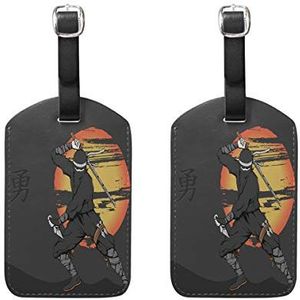 EZIOLY Japanse Ninja Cruise Bagage Tags Koffer Etiketten Bag,2 Pack, Meerkleurig, 12.5x7 cm