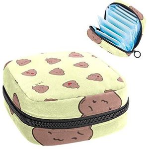 Maandverband Opbergtas,Draagbare maandverband Opbergzak,Schattig poeppatroon, Meerkleurig, 4.7x6.6x6.6 in/12x17x17 cm