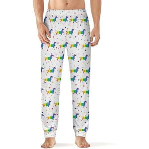 Regenboog Daschund heren pyjama broek print lounge nachtkleding bodems slaapbroek 4XL