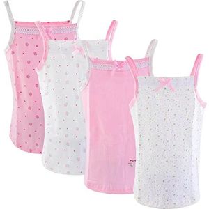 Yintry Bedrukte onderhemden voor meisjes, katoenen hemdje/tanktops voor 2-12 jaar elasticiteit cami-vesten 4 stuks