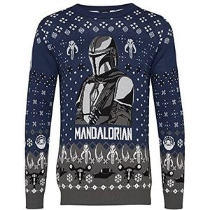 Star Wars The Mandalorian The Way gebreide trui voor heren, blauw, allover, blauw, XXL