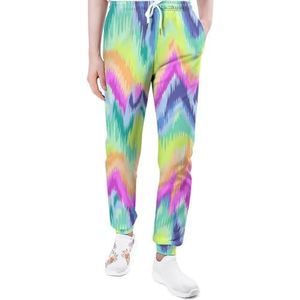 Regenboog Chevron Tie Dye Heren Joggingbroek Casual Joggers Broek Atletische Lounge Broek Met Zakken Voor Vrouwen