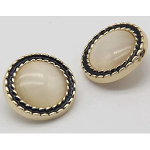 Knopen voor naaien 6 Stuks Vintage Vrouwen Jas Parel Shell Knoppen for Kleding Pak Blazer Retro Decoratie Handgemaakte Diy Craft-Wit, 23mm (Color : Schwarz)