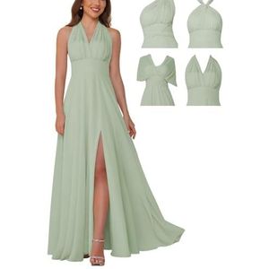 Infinity bruidsmeisjesjurken voor dames, lange chiffon converteerbare formele avondjurk, Salie, 32