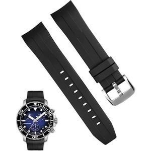 dayeer Waterdichte Siliconen Horloge Band Voor Tissot T120417 T120407 Quartz Wijzerplaat Sport Mannen Horloge Band Horlogeband (Color : Black silver buckle, Size : 22mm)