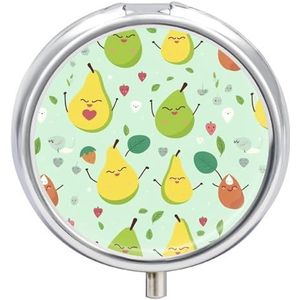 Pillendoosje Reizen Pil Organizer Cartoon Peren Gedrukt Leuke Pillendoos Handige Pillendoos Geschikt om in zakken en zakken te worden geplaatst