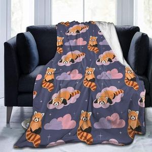 SJSXWQN Deken paarse rode panda warme deken voor slaapbank zachte donzige flanellen fleece deken voor bankstoelen bed picknickdeken 130 x 150 cm