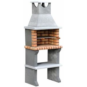 Movelar - Kant-en-klare grill voor hout en kolen, model Luna XL (grijs, oranje - 73 x 47 x 190 cm), Ref: 3540 - gebruik buitenshuis