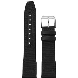 For IWC Nylon Horlogeband for Grote Piloot for Kleine Prins for Mark 18 Nylon Canvas Koeienhuid Heren Horlogeband 20 21 22mm Groene Armband (Color : Black silver pin, Size : 20mm)
