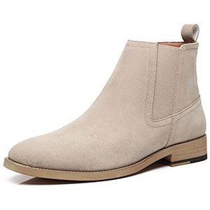 SKINII Men's Boots， Pure lederen koe suede puntschoen mannen laarzen lente retro enkel bruin zandlaarzen for mannen (Color : Beige, Size : 40)