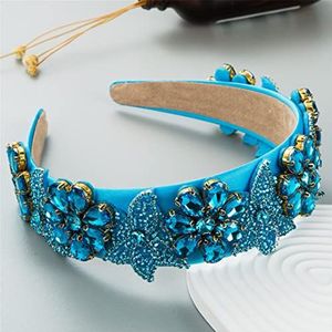 Vrouwen Blauwe Hoofdband Mode Casual Crystal Haarband Strass Gewatteerde Hoofddeksels Tulband Volwassen Haaraccessoires 31