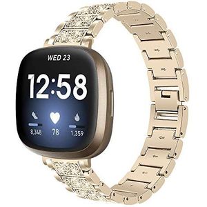 Tencloud Bandjes compatibel met Fitbit Versa 3 riem, strass kristal metaal, roestvrij staal, armband armband voor Fitbit Sense/Versa3 Smartwatch (goud)