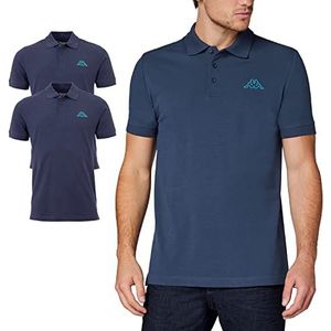 Kappa Venist Poloshirt voor heren, set van 2 stuks, maat M - 5XL, basic poloshirts met korte mouwen voor sport, vrije tijd en kantoor, blauw, 3XL