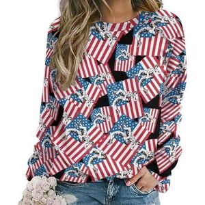 Worstelen Amerikaanse vlag nieuwigheid sweatshirt voor vrouwen ronde hals top lange mouw trui casual grappig