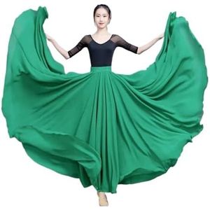 Flamencorok for vrouwen, 720 graden, volle cirkelvormige swingrok, Spaans danskostuum, volwassen, vloeiende, geplooide gelaagde rok for optredens, Halloweenfeest, rode krijtthema-outfit(Fruit green_XL