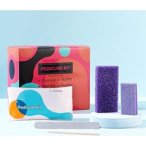NOVAL Wegwerp Nail Salon Manicure Pedicure Set Kit Voet voor Nail Beauty, 4-delig Inclusief Nagelvijl 80/100 Grit, Puimsteen, Buffer en Pusher,12 Kits