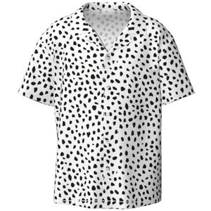 YJxoZH Dot Print Heren Jurk Shirts Casual Button Down Korte Mouw Zomer Strand Shirt Vakantie Shirts, Zwart, XXL
