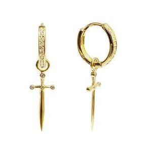S925 sterling zilveren oorbellen for dames, dolkkruisoorbellen, oorbellen, oorbellen, diamanten oorbellen(Style:Gold)