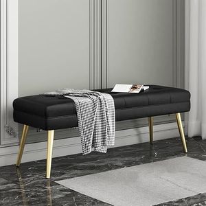 Moderne slaapkamereinde van bedbank, kunstleer gestoffeerde Ottomaanse zitbank met metalen poten, comfortabele voetenbank schoenenbank multifunctionele banken (Color : Black, Size : 100x40x47cm)