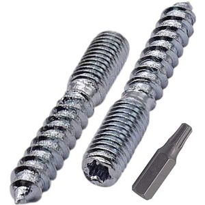 SKIR'CO (10 stuks) Stokschroeven M8 x 50 mm, plugschroeven met dubbele draad, dubbele kopbouten