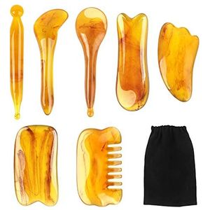 7-Delig Gua Sha Bord, Gua Sha Massagehulpmiddel, Massagehulpmiddel Set, Natuurlijk Hars Gua Sha Bord