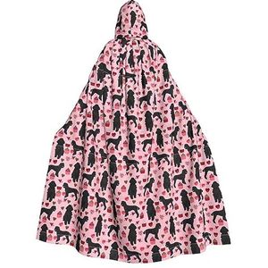 WURTON Roze poedels honden mystieke mantel met capuchon voor mannen en vrouwen, ideaal voor Halloween, cosplay en carnaval, 190 cm
