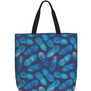 OdDdot Galaxy Print Tote Bag Voor Vrouwen Opvouwbare Gym Tote Bag Grote Tote Tassen Vrouwen Handtas Voor Reizen Sport, Blauwe ananas, Eén maat