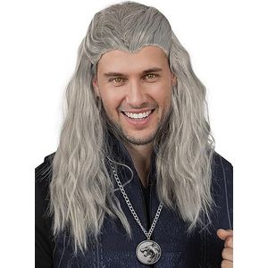 Funidelia | Geralt Pruik - The Witcher voor mannen Videospellen, Films & Series, Netflix, Geralt van Rivia - Accessoires voor Volwassenen, kostuum accesoires - Grijs/Zilver
