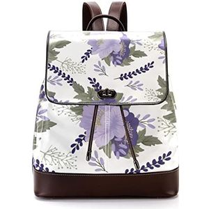 Gepersonaliseerde schooltassen boekentassen voor tiener paarse bloemen patroon wit, Meerkleurig, 27x12.3x32cm, Rugzak Rugzakken