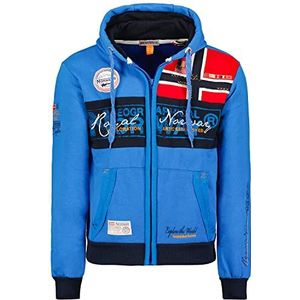 Geographical Norway Heren sweatjack Flyer jas met capuchon, patches, koningsblauw, L