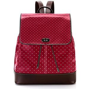 Gepersonaliseerde schooltassen boekentassen voor tiener witte stippen op rood, Meerkleurig, 27x12.3x32cm, Rugzak Rugzakken