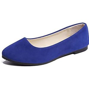 Dames ballerina's pumps, comfortabele Dolly schoenen dames suède puntige teen bruids platte schoenen slip on comfort wandelen ballerina schoenen, koningsblauw, 39 EU