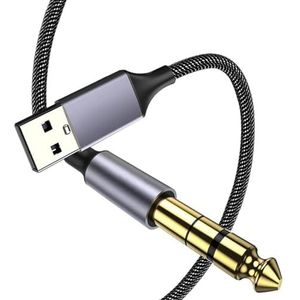 Gitaar Instrument Kabel USB Naar 6,35 Mm Jack Gitaarkabel TRS Mannelijk Naar Computer USB-interface Audio-adapter Gitaar Audiokabel (Size : 300cm)