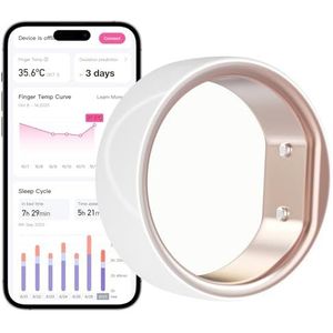 Femometer Slimme ring voor vruchtbaarheids- en ovulatievolging, draagbare temperatuurbewakingssensor met app autosync, periode- en slaapanalyse