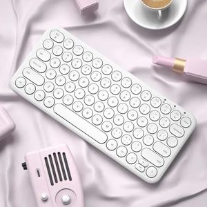 QPSJXN Draadloos stil toetsenbord en muiscombo voor gaming-laptops Pro en pc (wit)