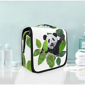 Hangende opvouwbare toilettas abstract blad panda make-up reizen organizer tassen tas voor vrouwen meisjes badkamer