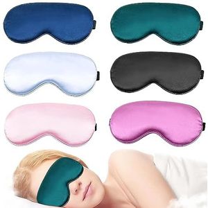 WZTCIBUR 6-delige slaapmasker van zijde, slaapbril, zachte gladde oogafdekking, lichtblokkerend nachtmasker, satijnen blinddoek, reizen, dutje, oogbescherming voor dames en heren