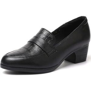 Sekiueo Dames Instappers Met Dikke Lage Hak Loafers Met Puntige Neus En Gesloten Neus Voor Casual Gebruik,zwart,42 EU