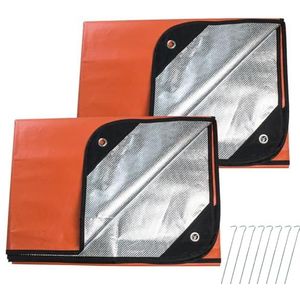 LeadCon 2 stuks Upgrade Survival Deken - Geïsoleerd Thermisch Reflecterend Tarp - 152,4 cm x 208,3 cm All-Weather, Herbruikbare Nooddeken voor Auto of Camping, Oranje